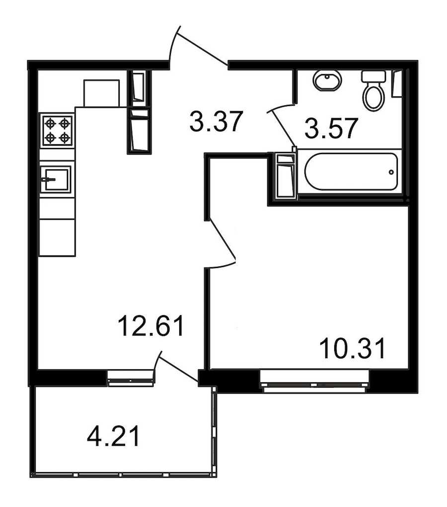 Однокомнатная квартира в : площадь 34.07 м2 , этаж: 11 – купить в Санкт-Петербурге